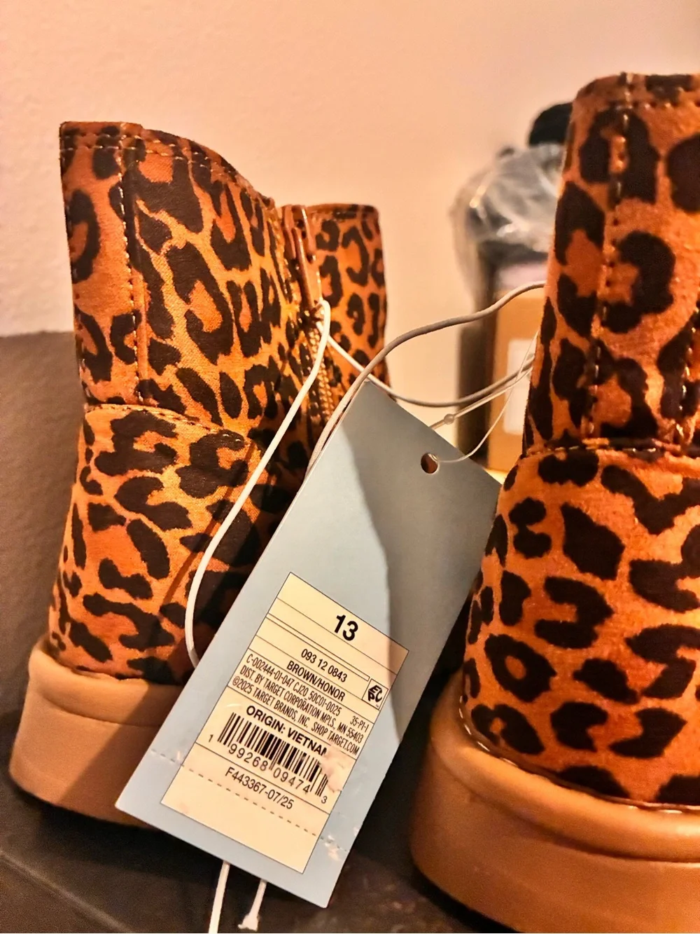 Girls' Honor Faux Suede Style Boots - Cat & Jack Leopard print Brown Size 13